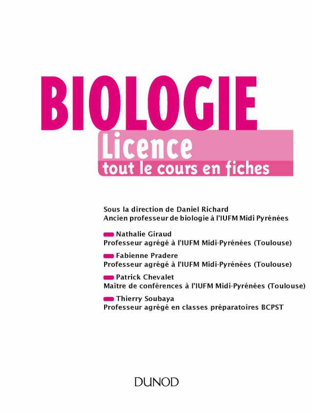 Biologie licence tout le cours en fiches